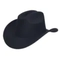 Zwarte wolvilten western cowboyhoed detail, klassieke gebogen rand stijlvolle fedora. - M (56-58cm) / Zwart