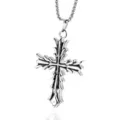 Collier pendentif croix argentée gothique vintage hip hop chaîne pour pull bijoux mode - Croix-Chaîne en Acier Titane 60cm