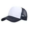 Detail van de zwart-witte truckerpet, ademende mesh achterkant en gebogen klep design. - Verstelbaar (56-58cm) / Zwart Wit en Zwart Net