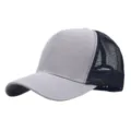 Grijze en zwarte mesh trucker baseball cap detailweergave, ademende zomer hoed. - Verstelbaar (56-58cm) / Lichtgrijs en Zwart Net