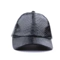 Zwarte lederen honkbalpet met slangenprint detailweergave, unisex zonnebeschermingshoed. - M (56-58cm) / Zwart