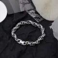 Men's titanium steel thick chain necklace European hip hop style heavy metal neck accessory - Bracelet / Width 8mm, Length 17cm / Silver