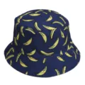 Blauwe vissershoed met een levendige gele bananenprint voor een casual zomerstijl. - 22#