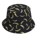 Zwarte vissershoed met gele bananenprint, stijlvolle zonnehoed voor lente en herfst. - 23#