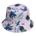Roze tropische print bucket hat omkeerbare mode zonnekap hoed voor dames en heren - 25#