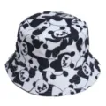 Zwart-witte panda print bucket hat, casual mode zonbescherming zomerhoed voor dagelijks gebruik. - 30#