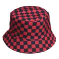 Rood-zwarte geruite bucket hat voor lente en herfst, stijlvolle casual streetwear mode hoed. - 33#