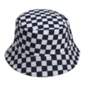 Zwarte en witte geruite vissershoed mode casual lente zonnedoek hoed voor uniseks - 36#