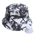 Omkeerbare Vissershoed met Palmbomen Print Zwart Wit Zomer Zonbescherming Casual Casualhoed - Code 49