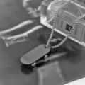 Titanium steel skateboard pendant necklace hip hop punk style trendy jewelry for men and couples - Skateboard Necklace - Titanium Steel Chain / 70cm