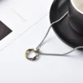Titanium steel triple ring pendant necklace, interlocking multi-color hoops chain, hip-hop jewelry. - 70cm / Gold