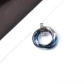 Colgante de tres anillos de acero titanio hip-hop para hombre collar geométrico. - Colgante Solo (Sin Cadena) (Azul)
