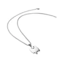 Detail view of the cute silver ghost pendant necklace, showing the shiny metallic texture. - Ghost Necklace - Square Pearl Chain - 70CM