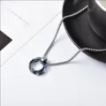 Collar con colgante de tres anillos de acero de titanio para hombre joyería hip hop! - 60CM / Azul