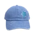 Vintage versleten denim honkbalpet met glitter ster patch, stijlvolle casual zonnehoed dames. - M (56-58cm) / Blauw