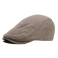 Brown herringbone flat cap men women vintage ivy newsboy hat casual stylish headwear - Khaki