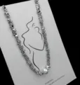Trendy metallic irregular nugget stone beaded necklace with pearl pendant detail for stylish unisex wear. - 45+5cm / Artificial Pearl + Gravel Necklace