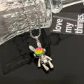 Hip-hop mechanical rabbit necklace for men and women, trendy edgy metal pendant sweater chain. - 60CM / Colorful