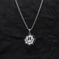 Wavy smiley necklace silver titanium steel hip hop pendant fashion jewelry for daily use - Black and White Smiley Pearl Chain / Chain Length 70cm