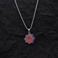 Wavy Smiley Face Necklace Titanium Steel Hip Hop Pendant Orange Blue Pendant Variant Style - Blue and Orange Smiley Pearl Chain / Chain Length 70cm