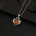 Retro Gothic Evil Eye Pendant Necklace Titanium Steel Hip Hop Mens Streetwear Jewelry - 70cm / Luminous Orange Eye