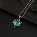 Men's vintage demon eye pendant necklace, punk gothic titanium steel sweater chain accessory. - 70cm / Luminous Green Eye