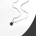 Minimalist titanium steel necklace with black square pendant chic jewelry accessory - 45+5cm / Black