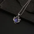 Retro evil eye pendant necklace for men, titanium steel hip-hop gothic jewelry accessory. - 70cm / Luminous Purple Eye