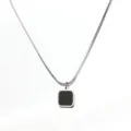 Minimalist black square pendant titanium steel necklace chic trendy clavicle chain for women - 40+5cm / Black