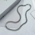 Silver titanium steel Cuban chain necklace, trendy hip-hop style metal link accessory. - Lobster Clasp Style / Width 7MM Length 45CM / Silver