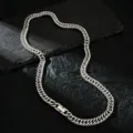 Men's titanium steel Cuban link necklace, hip-hop style fashion clavicle chain jewelry. - Jewelry Clasp Style / Width 7MM Length 45CM / Silver