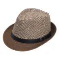 Koreaanse vintage heren fedora strohoed bruine geweven panamahoed met lederen riem - Volwassene (56-58cm) / koffiekleur