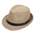 Heren Fedora Strohoed Vintage Panama Zomerhoed Klassieke Geweven Hoed met Leren Riem - Volwassene (56-58cm) / Khaki