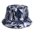 Blue and grey camouflage pattern bucket hat detail view, casual outdoor sun protection cap. - M (56-58cm) / 38#