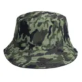 Detailed view of a classic green camouflage bucket hat, perfect for outdoor casual and sunny days. - M (56-58cm) / 40#