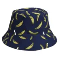 Casual blue banana print bucket hat for men and women, stylish sun protection fisherman hat. - M (56-58cm) / 22#