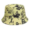 Yellow graffiti bucket hat for men and women, stylish street style sun hat for outdoor wear. - M (56-58cm) / 15#