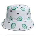 White bucket hat with cute avocado print, casual summer sun protection hat for men and women. - M (56-58cm) / 17#