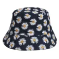 Dark blue bucket hat with cute white daisy print, trendy casual sun hat for spring and summer. - M (56-58cm) / 21#