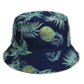Navy blue tropical pineapple print bucket hat, casual unisex summer sun protection hat. - M (56-58cm) / 26#