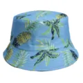 Blue tropical pineapple print bucket hat for summer casual wear, stylish sun protection cap. - M (56-58cm) / 28#