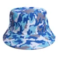 Blue camo bucket hat for men and women, stylish casual sun hat for spring and summer outdoor wear. - M (56-58cm) / 42#