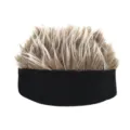 Grappige muts zonder klep met kort stekelig nep haar voor straatmode en feestjes. - M (56-58cm) / Zwart met Koffiekleurige Pruik