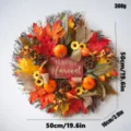 Autumn wreath artificial maple leaves pumpkins pine cones Thanksgiving decoration 50cm - Autumn Wreath Style G