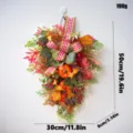 Autumn artificial pumpkin maple leaf teardrop swag wall hanging Thanksgiving decoration. - Autumn Wreath Style L