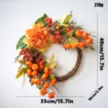 Autumn artificial pumpkin maple leaf berry pinecone wreath hanging home decor thanksgiving - Autumn Wreath Style I