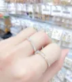 Stylish elegant women rose gold titanium steel ring with zircon and shell fashion jewelry. - Size 6 / Gold