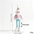 Telescopic Santa doll detail view, pink and white Christmas plush decoration with adjustable height. - Pink and Blue Santa Claus (2)