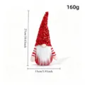 Poupée en peluche de gnome de Noël chapeau à sequins rouges longue barbe blanche déco - 27cm Régulier / Poupée au chapeau de paillettes rouges