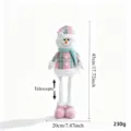 Cute Christmas telescopic snowman doll plush toy for holiday home decoration and gift 45cm - Pink and Green Plaid Snowman (4)